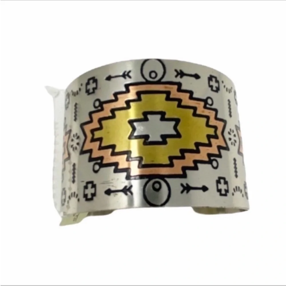 Tribal Pattern Metal Cuff Bracelet NEW